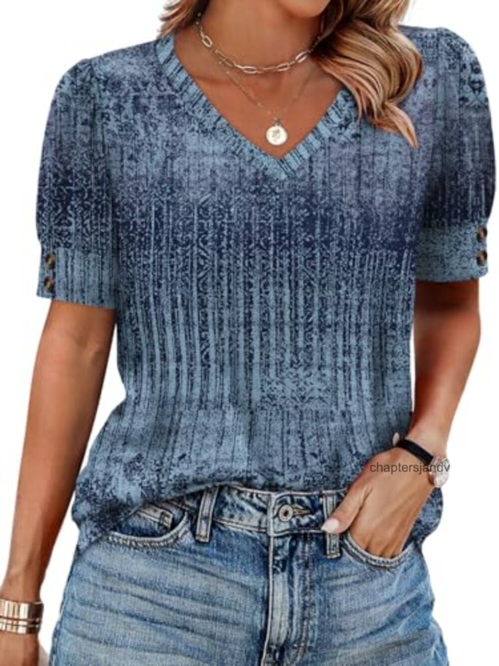 Womens Short Sleeve Button V Neck Blouse Dressy Casual Plus Size Summer Tunic